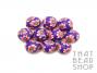 Purple with Coral Daisy 10mm Round Polymer Clay Beads